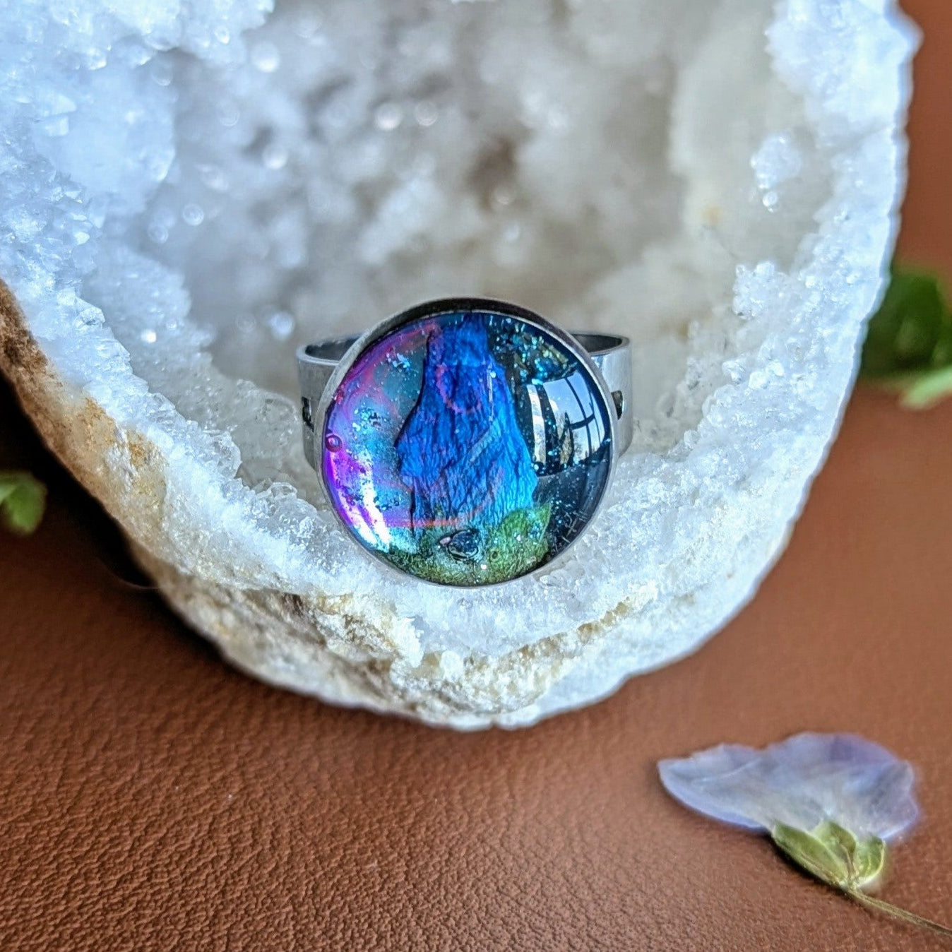 bague argenté lin bleu bisanuelle normandie