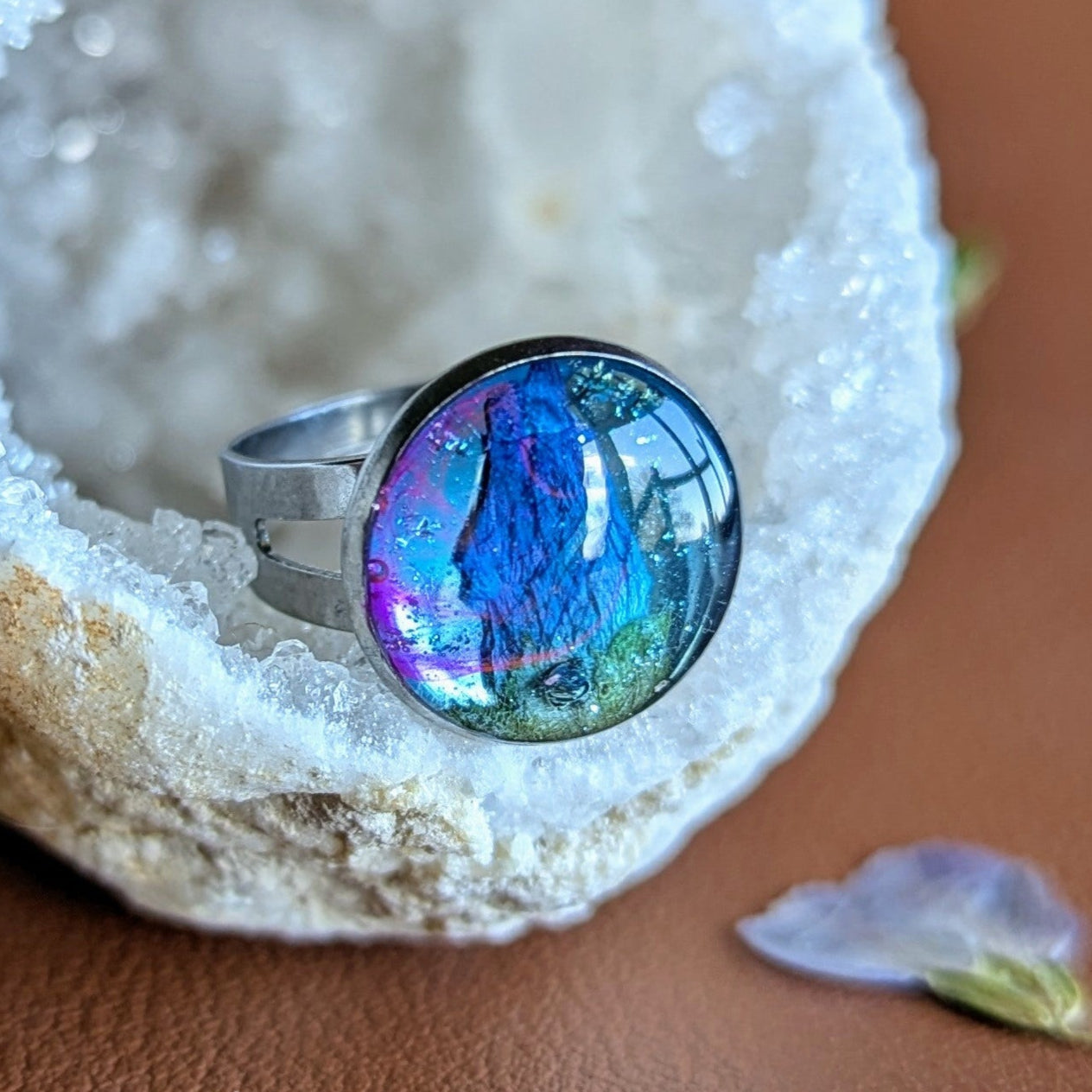 bague argenté lin bleu bisanuelle normandie