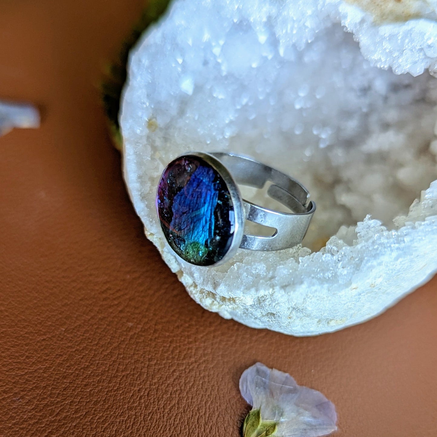 bague argenté lin bleu bisanuelle normandie