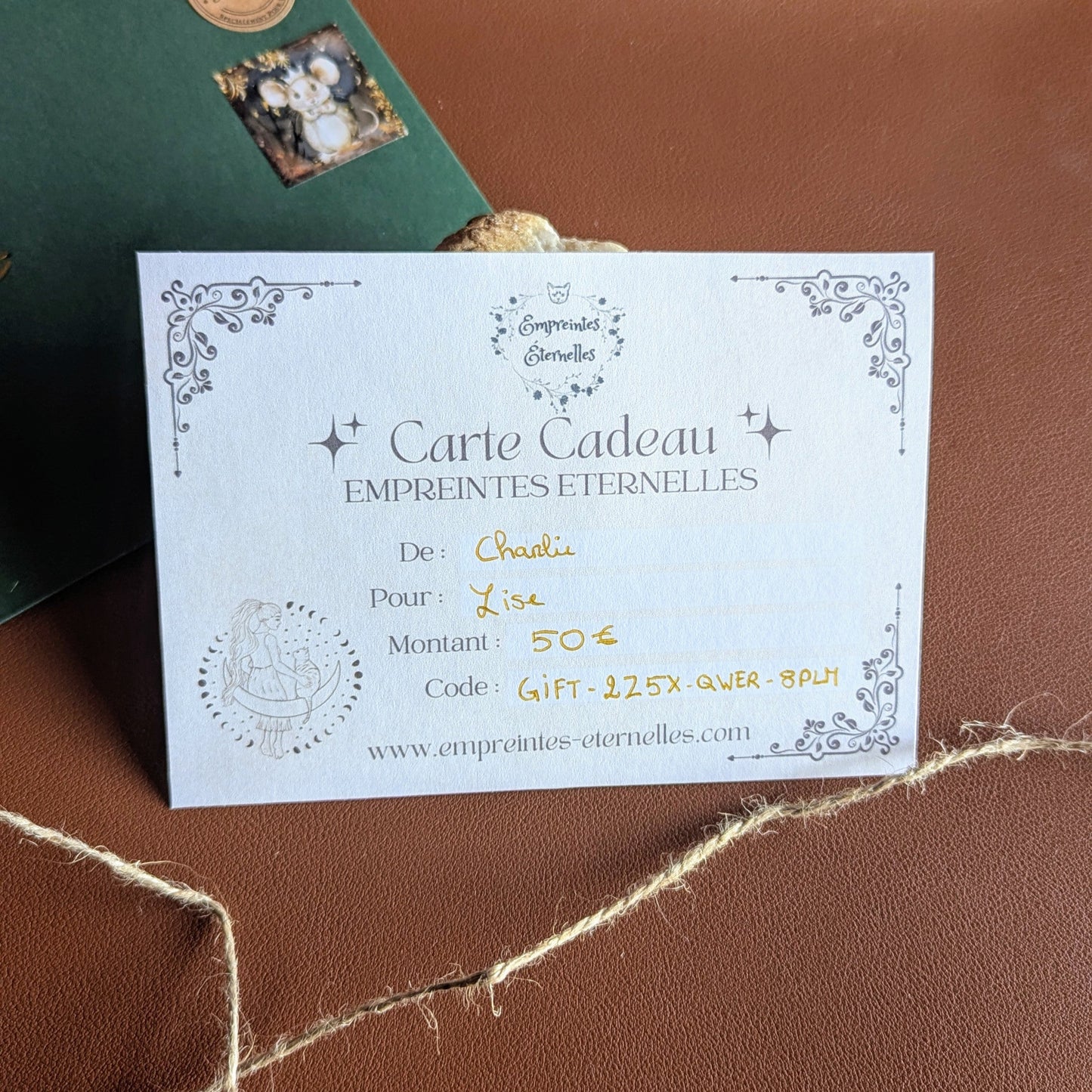 carte cadeau empreintes eternelles bijoux souvenirs avec poils cendres animal