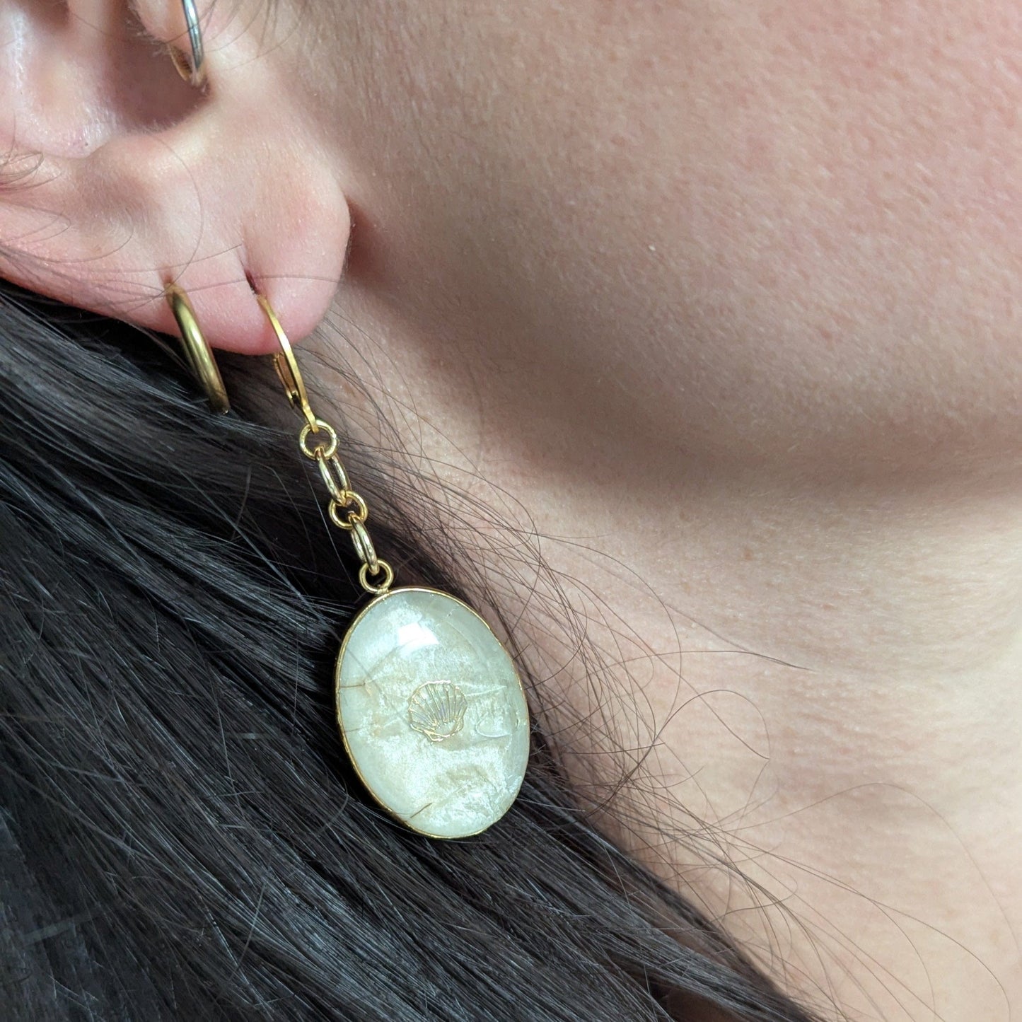 Étreinte Éternelle Boucles d'oreilles Boucles d'oreilles Monnaie du pape & coquillage