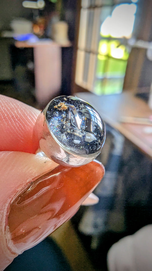 Bracelet "Cosmos" homme fait main en cuir tressé avec cendres animaux