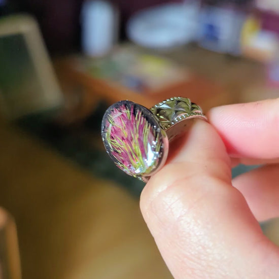 bague trèfle incarnat fleur séchée