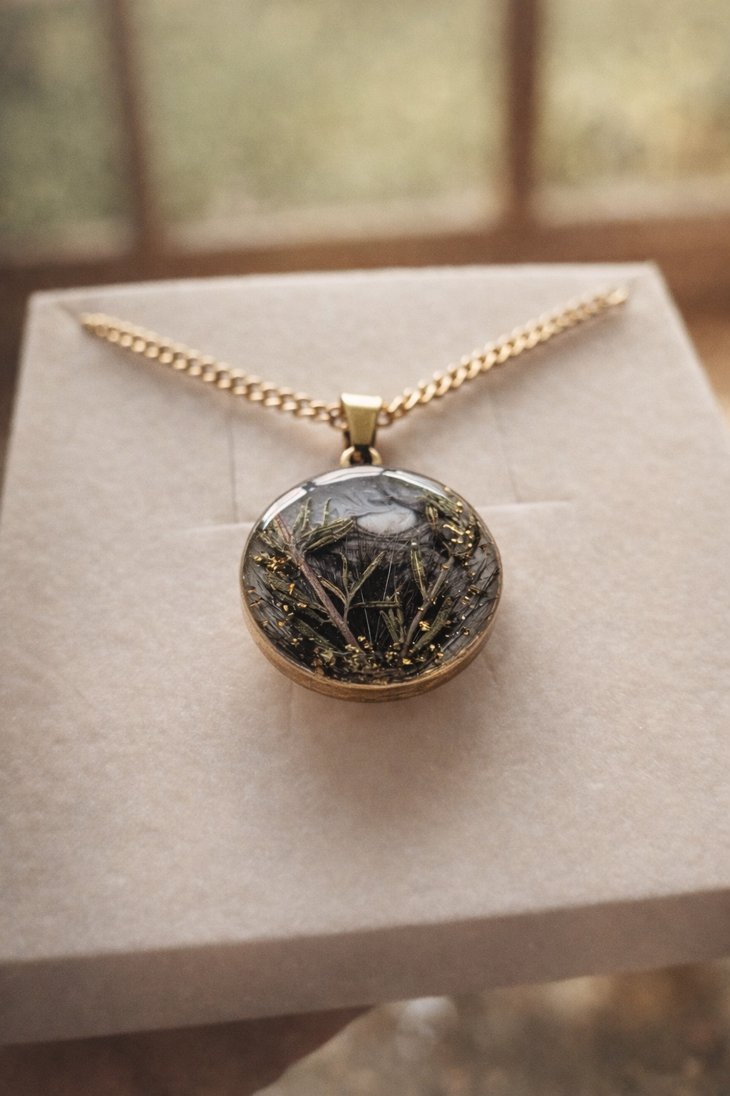 Collier souvenir poils et cendres animal "L'intuitif" - Acier inox ou or laminé 14k