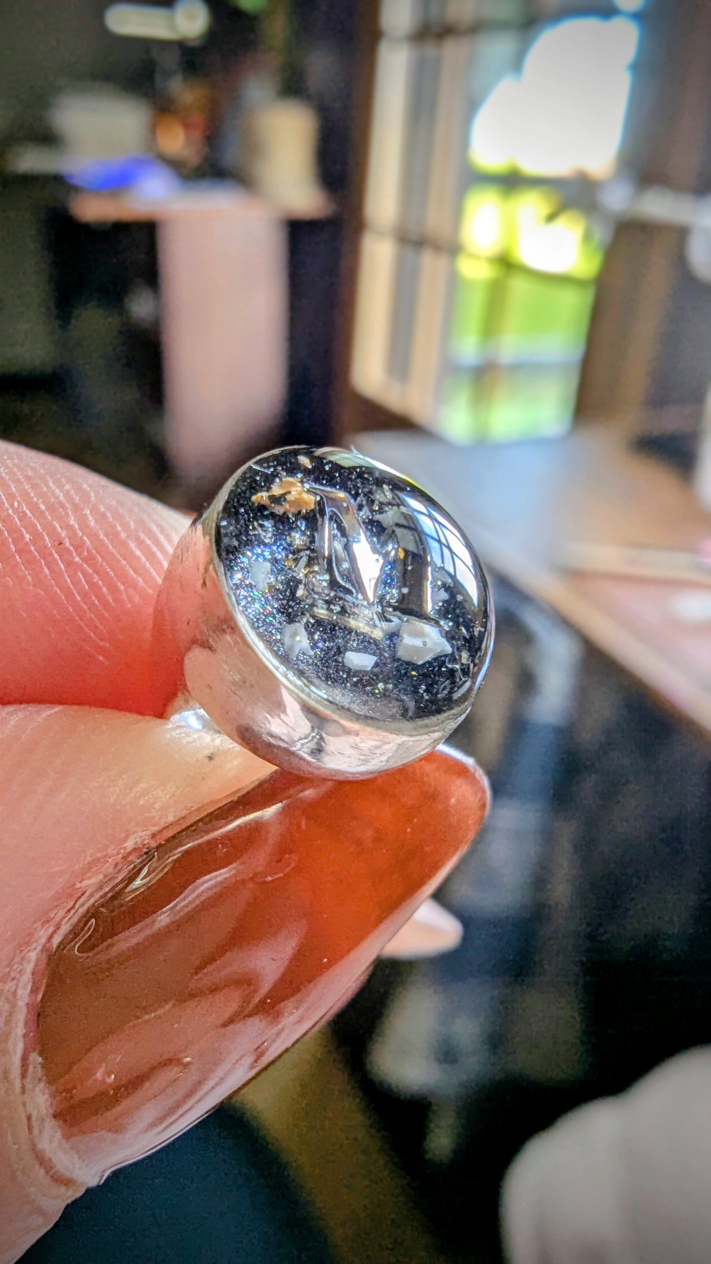 Bracelet "Cosmos" homme fait main en cuir tressé avec cendres animaux