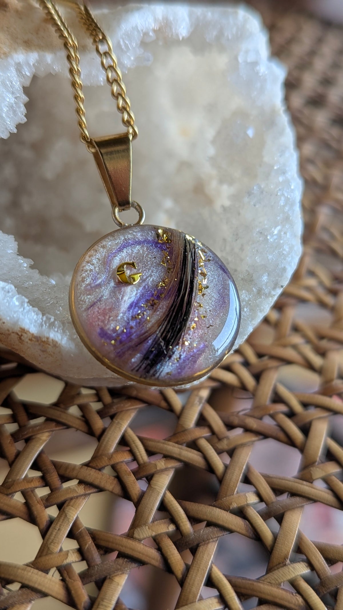 Collier souvenir réversible L'intuitif en acier inox ou or laminé 14k avec poils et cendres d'animal — vue 30