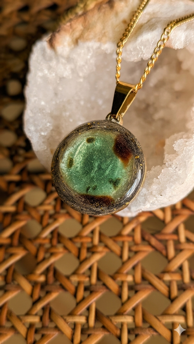 Collier souvenir réversible L'intuitif en acier inox ou or laminé 14k avec poils et cendres d'animal — vue 29