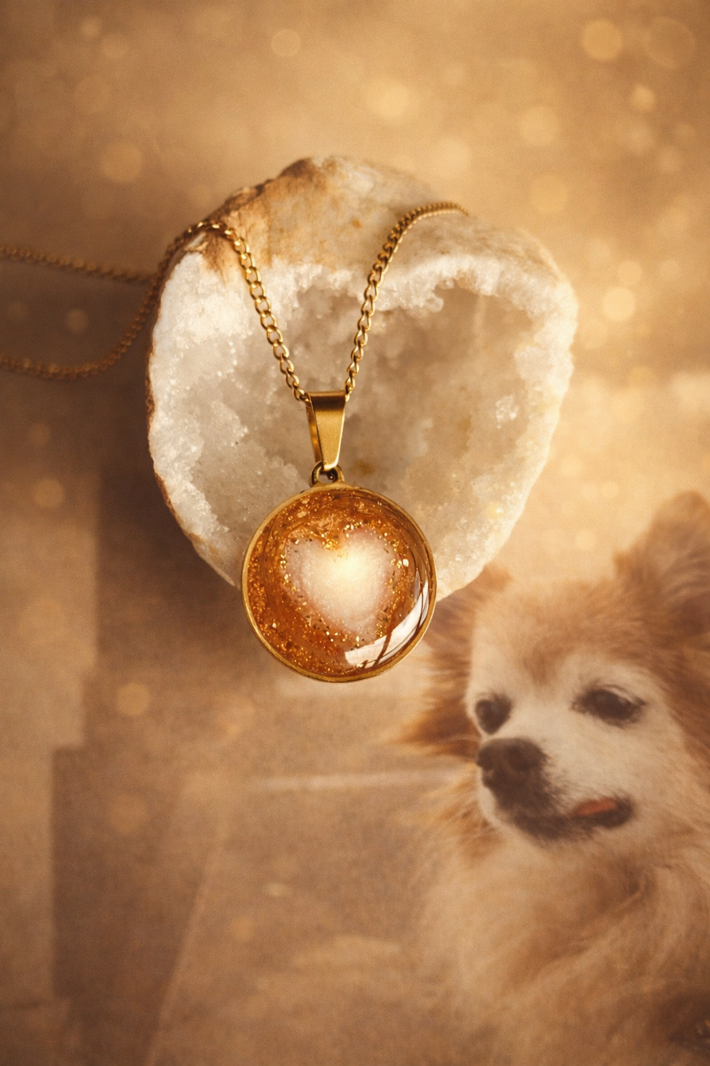 Collier souvenir poils et cendres animal "L'intuitif" - Acier inox ou or laminé 14k