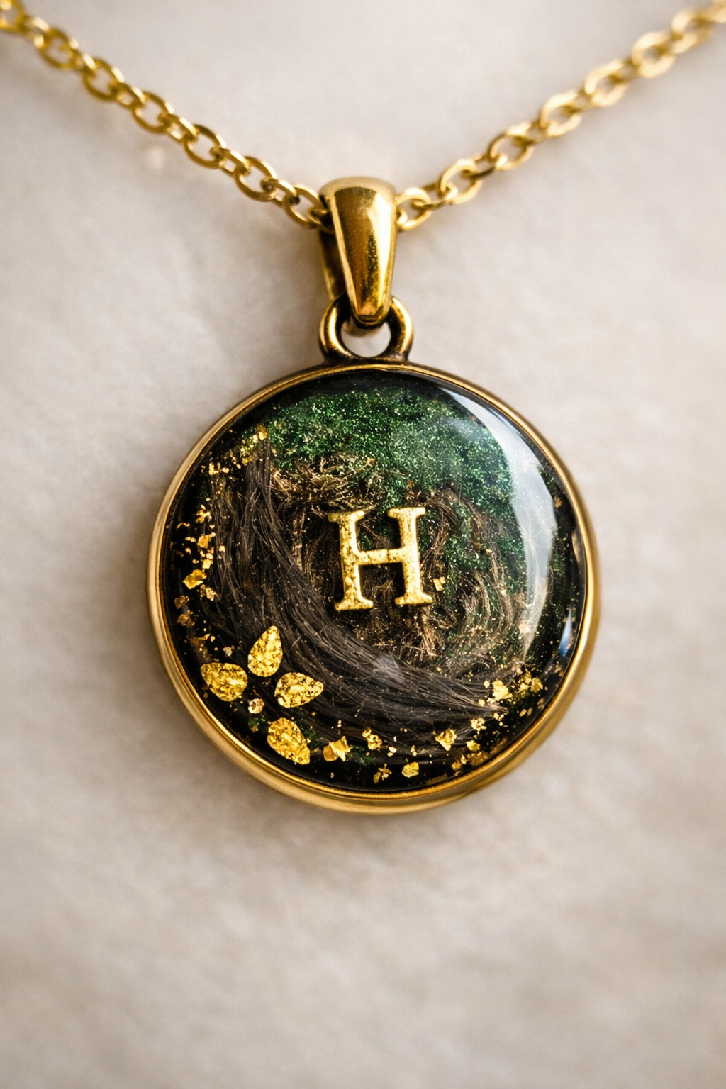 Collier souvenir réversible L'intuitif en acier inox ou or laminé 14k avec poils et cendres d'animal — vue 17