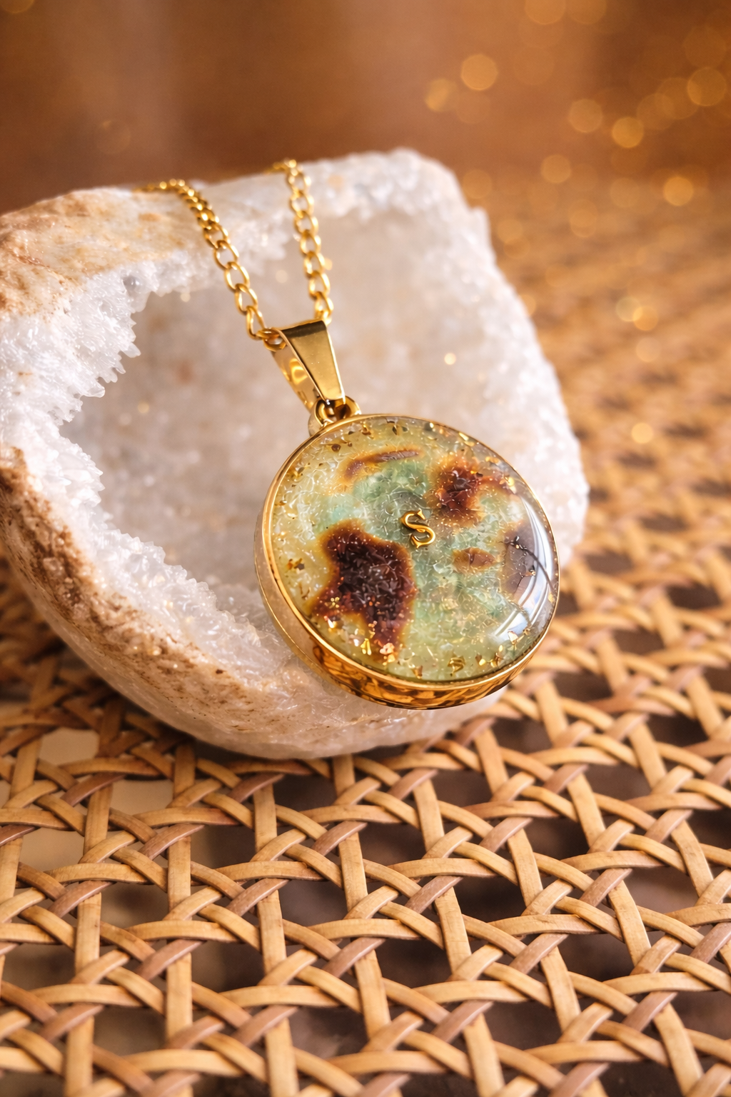 Collier souvenir réversible L'intuitif en acier inox ou or laminé 14k avec poils et cendres d'animal — vue 28